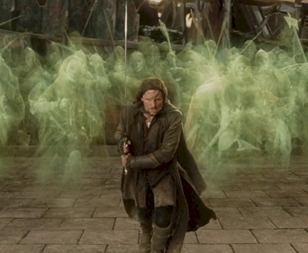 Aragorn and the dead army.