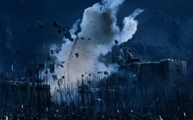 The explosion caused by the Fire of Orthanc.