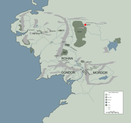 Lake-town in Middle-earth's map.
