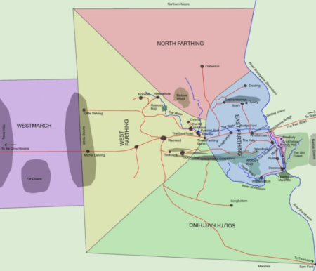 Map of the Regions of the Shire.