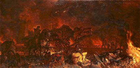 Siege of Minas Tirith by Stephen Hickman.