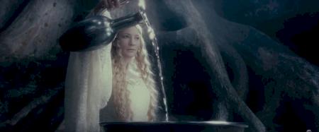 When Galadriel pours water into the mirror.