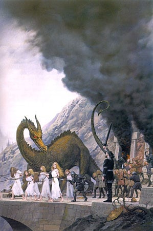 Finduilas is Led Past T&uacute;rin at the Sack of Nargothrond