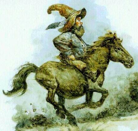 Tom Bombadil riding Fatty Lumpkin