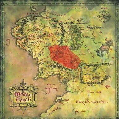 Middle-earth map in Movie.