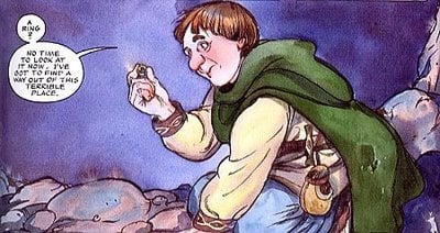 Bilbo finds the One Ring.