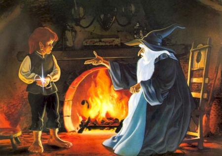 Frodo and Gandalf by Paul Rivoche.