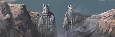 right}Argonath, The lord of the rings.