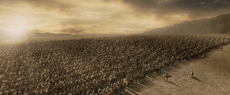 The arrival of the Rohirrim from the North.