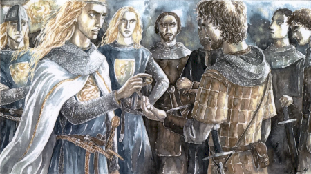 Finrod gifts the ring to Barahir.