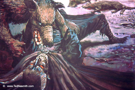 Huan Subdues Sauron.