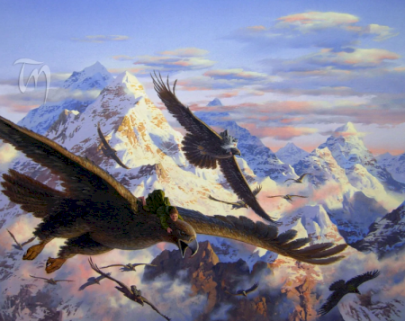 Bilbo and the eagles by Ted Nasmith.